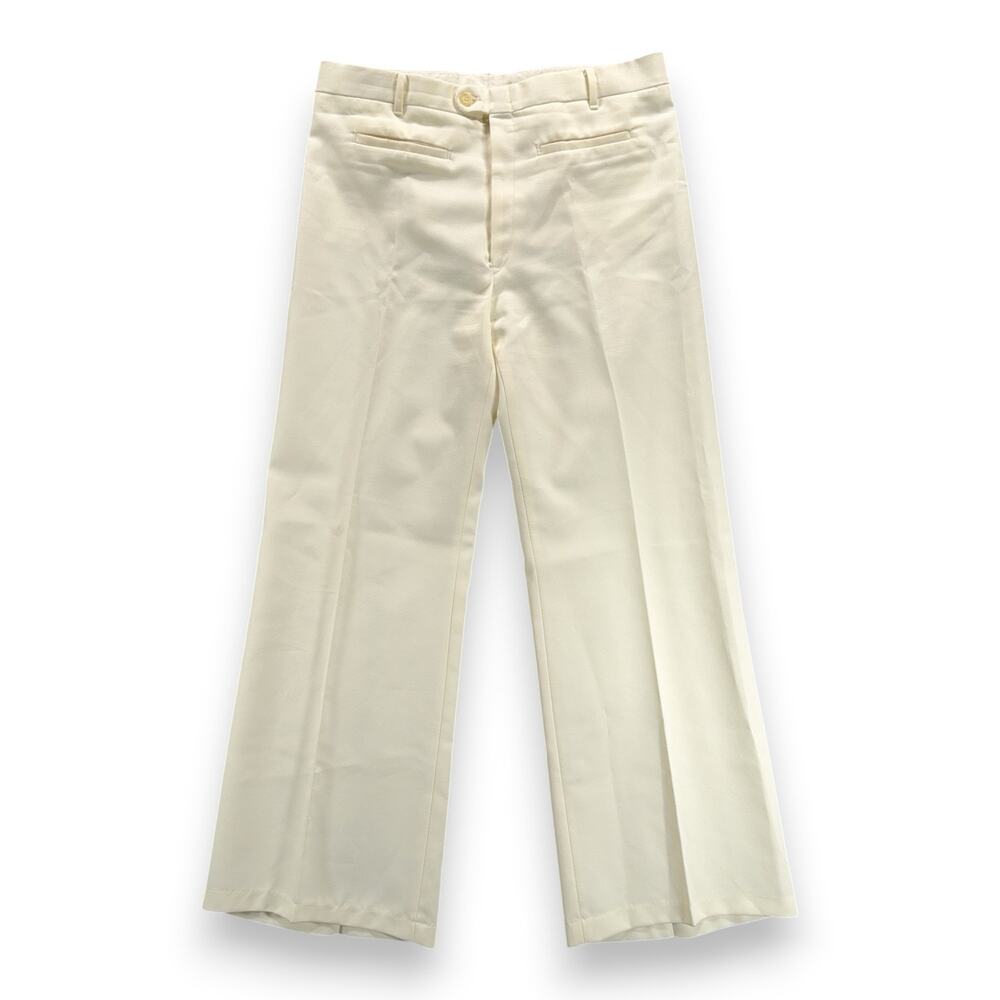 Vintage Saturday Night Disco Pants Mens 34x31 White his Talon Zipper Flared 70s